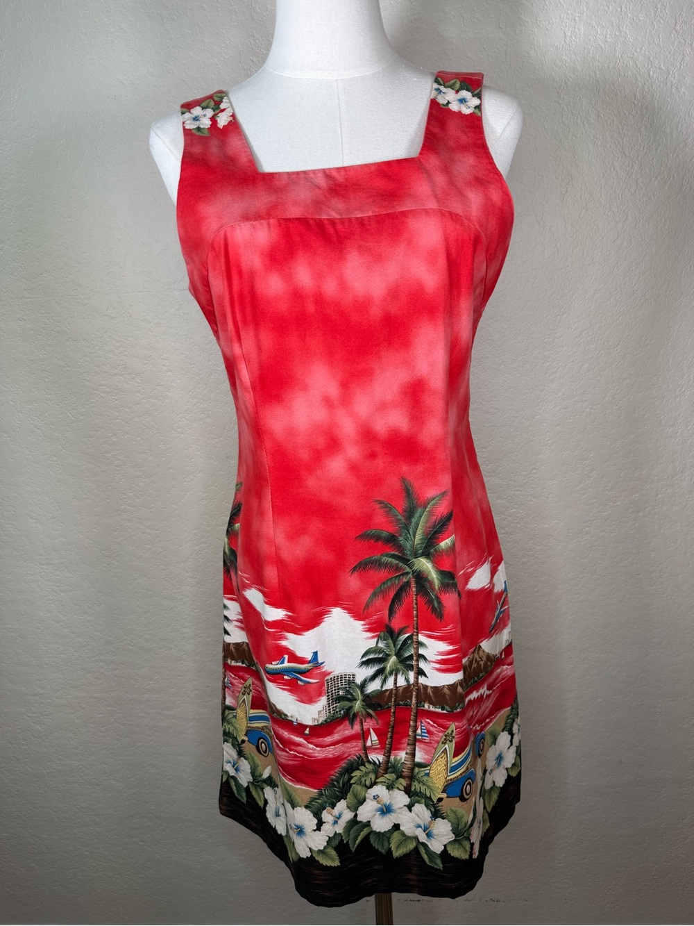 Vintage Island Aloha Wear Hawaiian Floral Tropical Beach Surf Dress Size Small